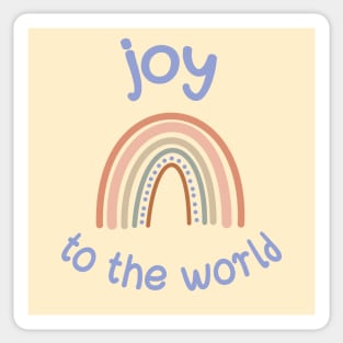 Joy to the World + rainbow in muted boho colors Sticker